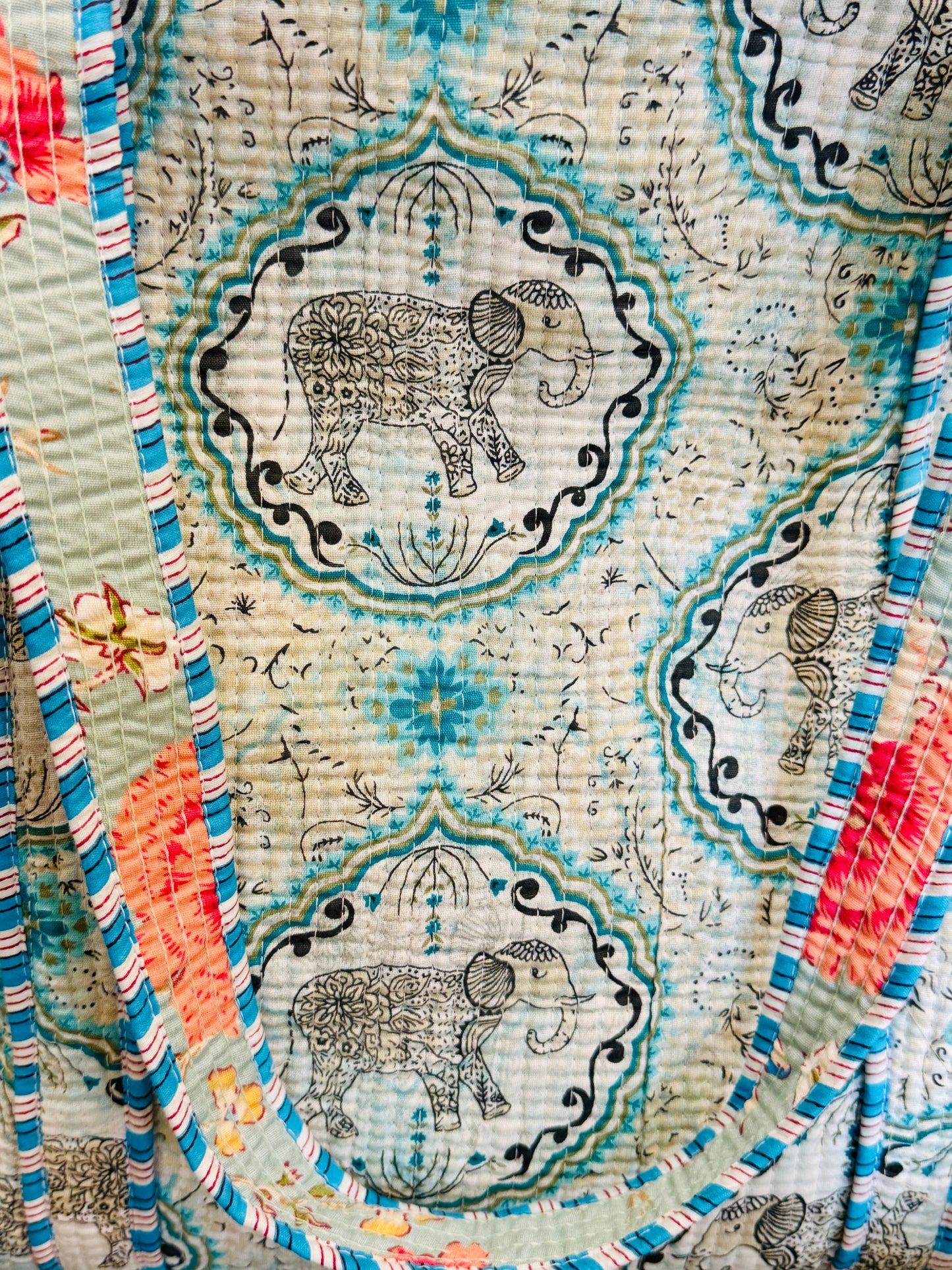 Charitra sanchika tote bag (retro style sky blue elephant)